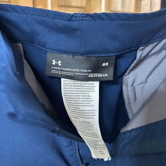 Under‎ Armour 40 Shorts Navy Loose Pockets Button Zip Belt Loop Tech Golf Shorts - Picture 6 of 8